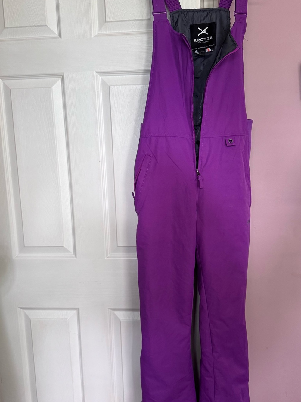 Arctix Women's Bright Purple Ski Bib Romper with Adjustable Straps
